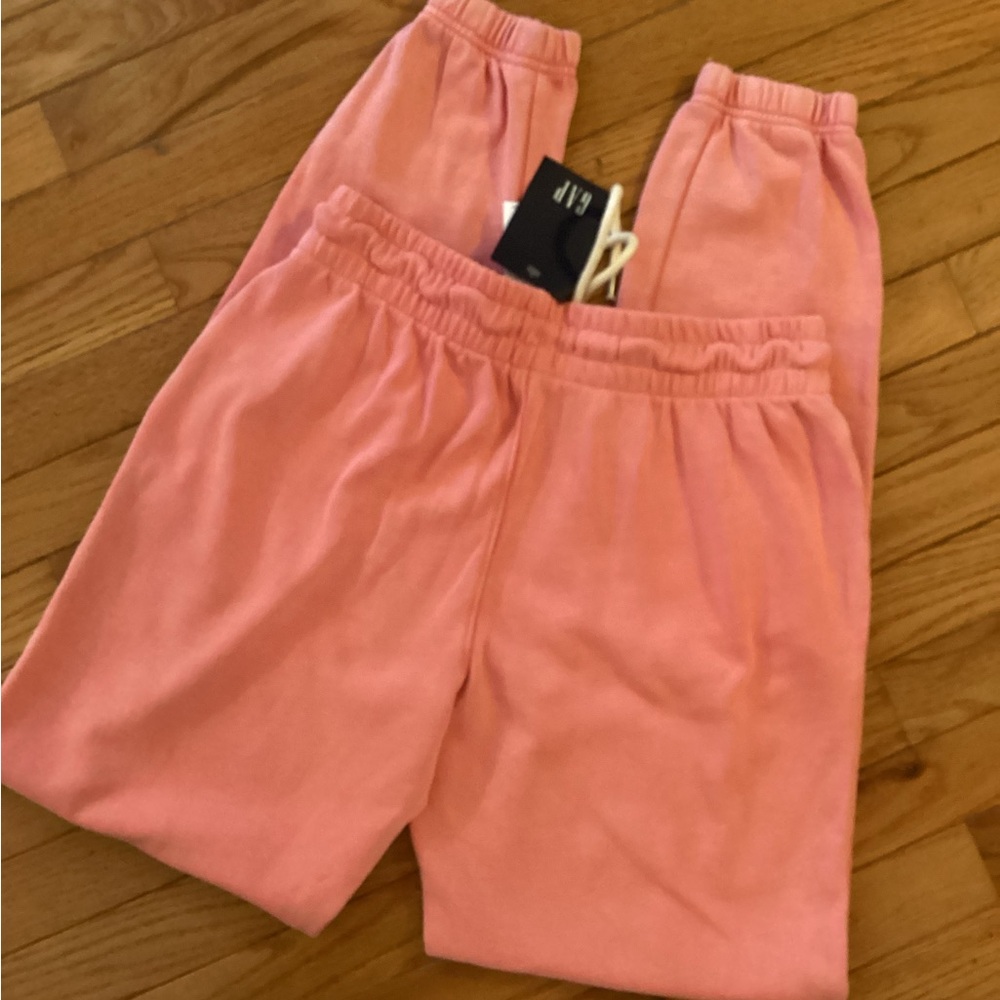 GAP SOFT JOGGER SWEATPANTS /POCKETS ROPE TIE/HAND DYED APPLE BLOSSOM PINK SMALL - Picture 7 of 13